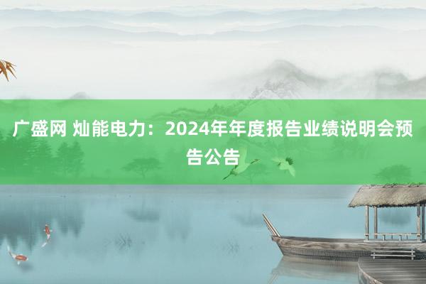 广盛网 灿能电力：2024年年度报告业绩说明会预告公告